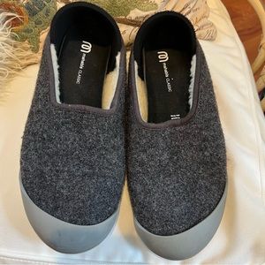 Mahabis Classic Wool Slippers Gray Rubber 
curve
